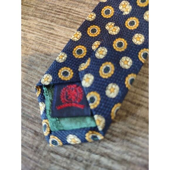 Tommy Hilfiger 100% Silk Tie Yellow Blue Maroon Woven Classic Geometric 59 x4 - Picture 5 of 5